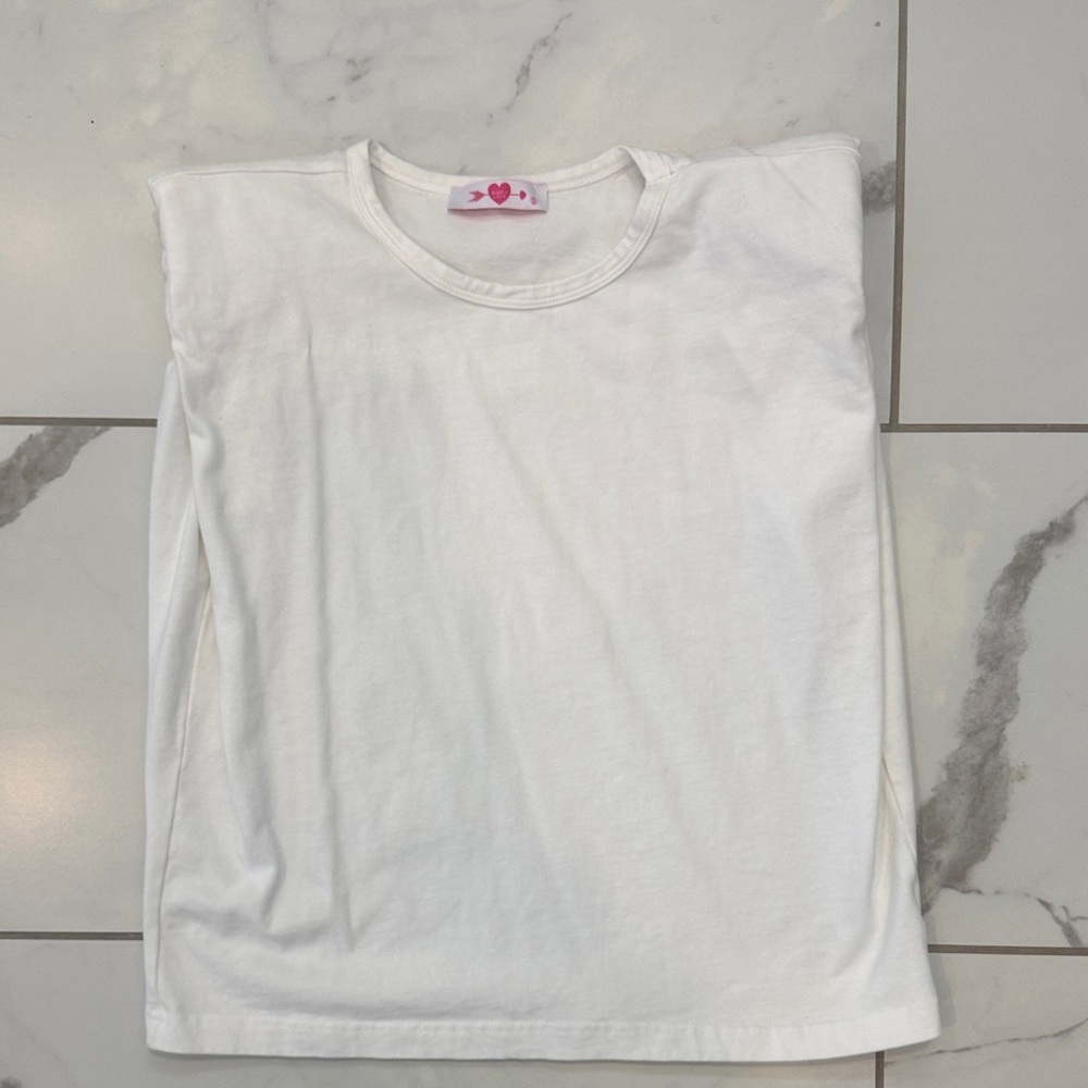 Women’s Buddy Love White Shoulder Pad  Tank